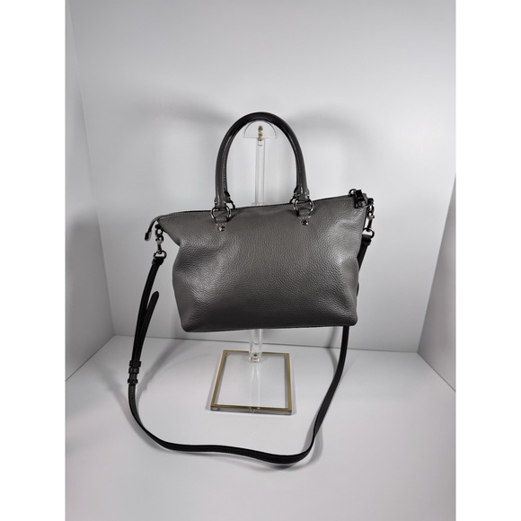 Coach Handbag F31466 Gray Leather Silver Hardware With Handles And Strap - Picture 4 of 12